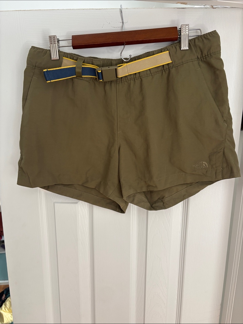 The North Face Olive Women's Outdoor Athletic Shorts with Contrast Belt